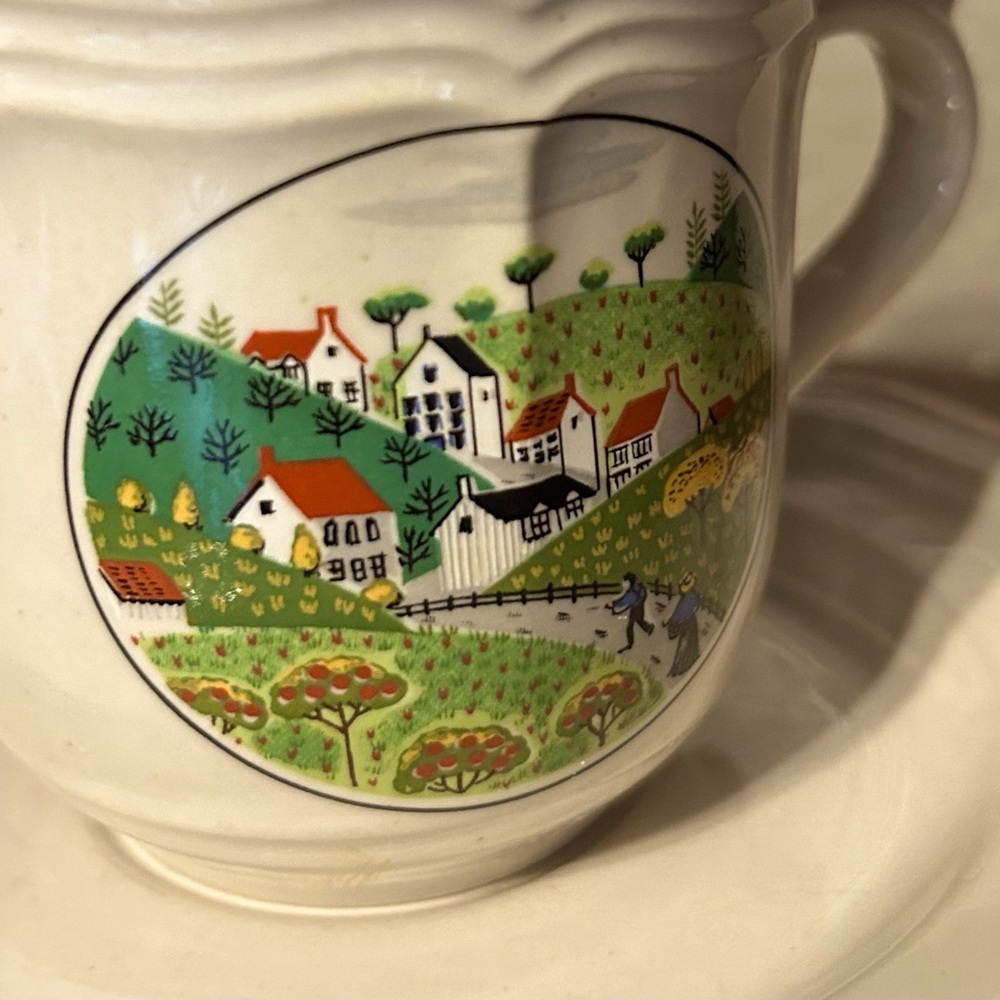 Newcor Japan stoneware country village cup & saucer 6 sets